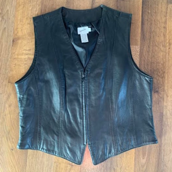 Vintage Leather Zip Vest - Picture 1 of 15